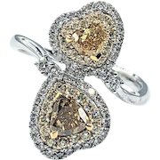 Fancy Yellow Diamond SweetHeart Crossover Ring