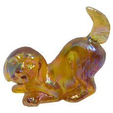Fenton Gold Carnival Glass Puppy Figurine