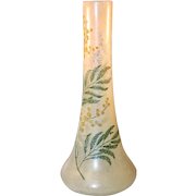 Francois-Theodore Legras Floral Mimosa Pattern French Glass Vase
