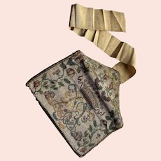 Rare French 18th Century Sable Beaded Letter Case, Beadwork Pocket Book Purse Wallet Circa 1715 Louis XIV