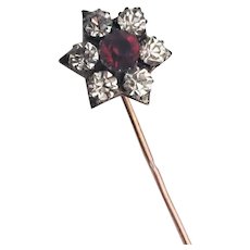 French Antique Silver Pastes Flower Stick Pin
