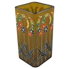 A French Art Deco Enameled Glass Vase