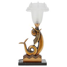 French Art Deco Fish Table Lamp, ca.1930s