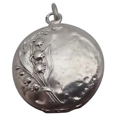 French Art Nouveau Lily of the Valley Silver Locket
