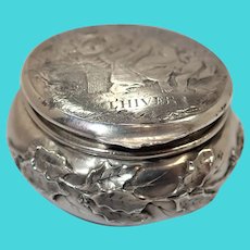 French Art Nouveau Silver Plated Engraved Holly Box