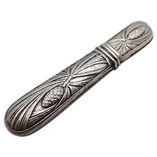 French Art Nouveau Silver Plated Pin Cones Needle Case