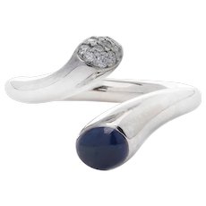 Georg Jensen 18k. White Gold Ring with cabochon sapphire and diamonds.