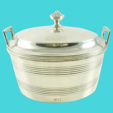 Georgian Sterling Silver Butter Dish with Liner, Amorial
