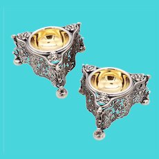 Germany 1870 Important Pair of Neo-classical Salt Species cellars in sterling silver and 22 kt gilding