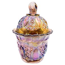 Imperial Carnival Glass Candy Dish with Lid