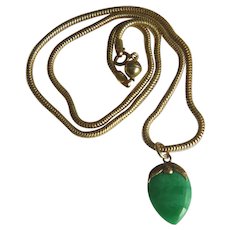 Jade heart pendant, 18k yellow gold,20th century