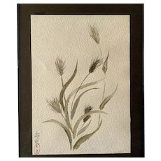 Japanese Dried Grass Still Life Watercolor Painting