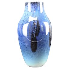 JOSH SIMPSON STUDIO Blue Art Glass Blue Vase - Signed and Dated