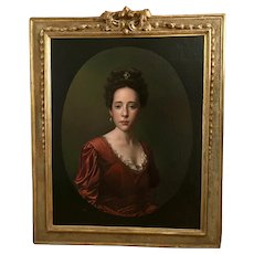 Lady Portrait Antique Oil Painting Late 18th Century-Early 19th Century