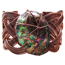 Large Paua Bead on Copper Cuff Bracelet