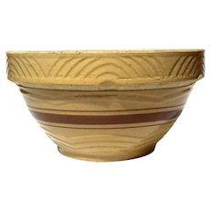 Large Vintage Banded Yelloware Bowl