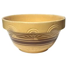 Large Vintage Banded Yelloware Bowl