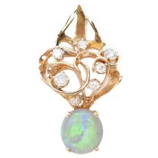 Late-Midcentury Opal and Diamond Pendant