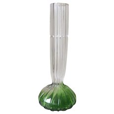 Lovely Antique Webb Cut Glass Vase, Green to Clear Bud Vase