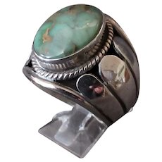 Man's Vintage, Native American Sterling Silver & Turquoise Ring – Marked Cortez I.W.