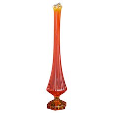 Mid Century Amberina Swung Glass Vase