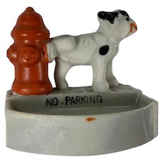 Mid-Century Bulldog Dog by Fire Hydrant Figurine Trinket Dish Ashtray
