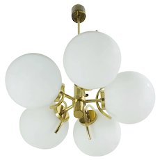 Mid Century Vintage Chandelier Pendant With Glass Globes 1960s/70s