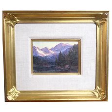 Wonderful Miniature Impressionist Mountain Scene - Original Oil Painting - "Sierra Evening"