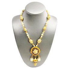 Rare Miriam Haskell Orange Art Glass Necklace