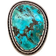 Native American Men's Large Turquoise & Silver Ring