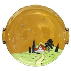 Noritake Art Deco Scenic Lusterware Cake Plate, C.1930.