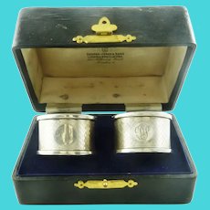 Pair of English Sterling Silver Napkin Rings with Presentation Box