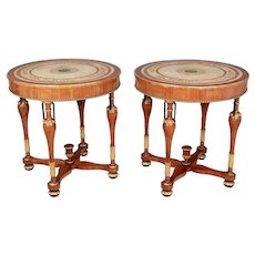 Pair of Italian Neoclassical Scagliola Top Center Tables