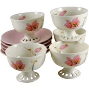 Pedestal Bowls + Underplates  Japanese Rice Tea Dessert or Sherbet Set 5 Original Box  ROURAN Utsuwa Kobo