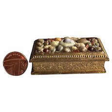 Rare Regency Miniature Shell Work Bonbon Box, Doll Size Draw Cabinet C 1820