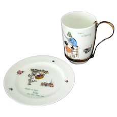 Royal Doulton Nursery Rhyme Cup Beaker and Saucer Plate Hukin and Heath Handle