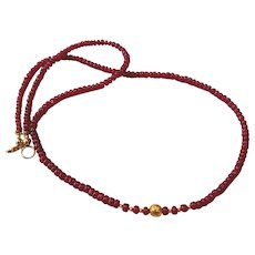 Ruby Gemstone Necklace with 20k Gold Center and Gold Fill Clasp