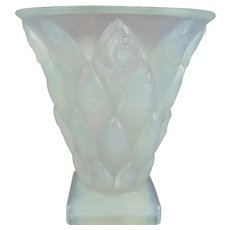 Sabino Poissons Opalescent Art Glass Vase V21 Fish Pattern