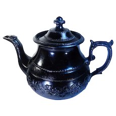 Scarce English Jackfield Ware Black Pottery Teapot Circa Early 1800’s