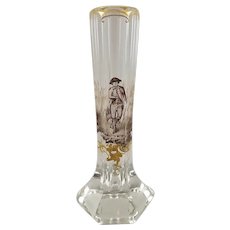 A Schwarzlot Style Lobmeyr or Moser Enameled Bohemian Glass Vase