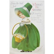 Signed Clapsaddle St. Patrick's Day Postcard International Art Publishing Co IAP Little Girl From the Ould Sod