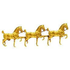Sloan & Co. Edwardian 14 Karat Yellow Gold Horse Antique Brooch