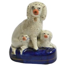 Staffordshire Poodle Dog with Puppies Mid 19th Century