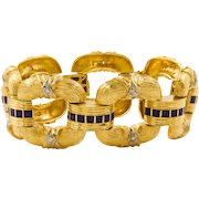 Substantial Estate 18k Gold Greek Open-Link Bracelet, 8 1/4" long