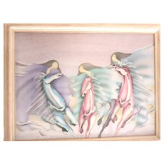 Surreal Beauty! HUGE Original Signed Mixed Media Painting "Riders In The Sky"