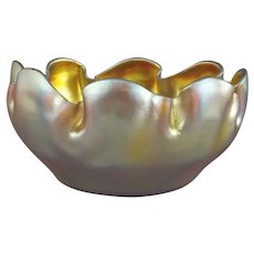 Tiffany Favrile Glass Gold Iridescent Bowl