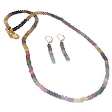 Tourmaline Multi Colored Necklace with Gold Filled Clasp