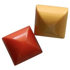 Two Vintage Modified Square Bakelite Buttons