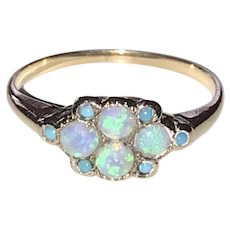 Victorian 10 Karat Gold Opal Turquoise Ring
