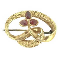 Victorian Aesthetic Rose Gold 685 15K Garnet Brooch Impeccable Hallmarked